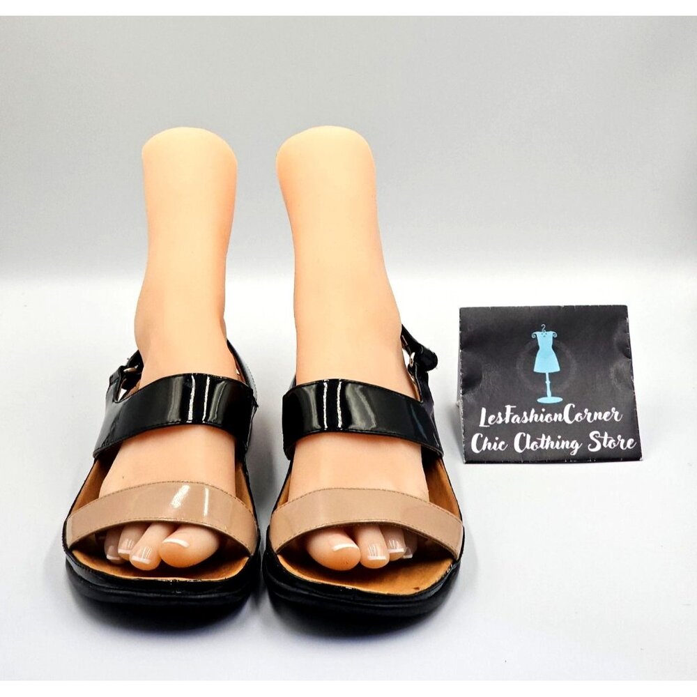 Strive OAHU Women's Black Nude Patent Leather Cushioned Sandals Sz 9.5 2426 - Picture 8 of 15